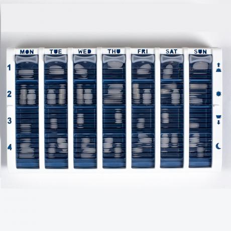 Large blue pill box